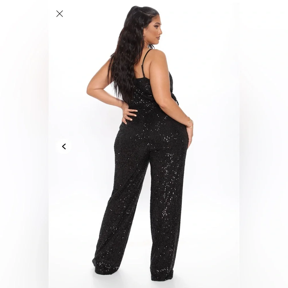 Black Sequin Jumpsuit - Picture 2 of 5
